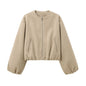 Women's Spring Soft Pilot Round Neck Zipper Jackets