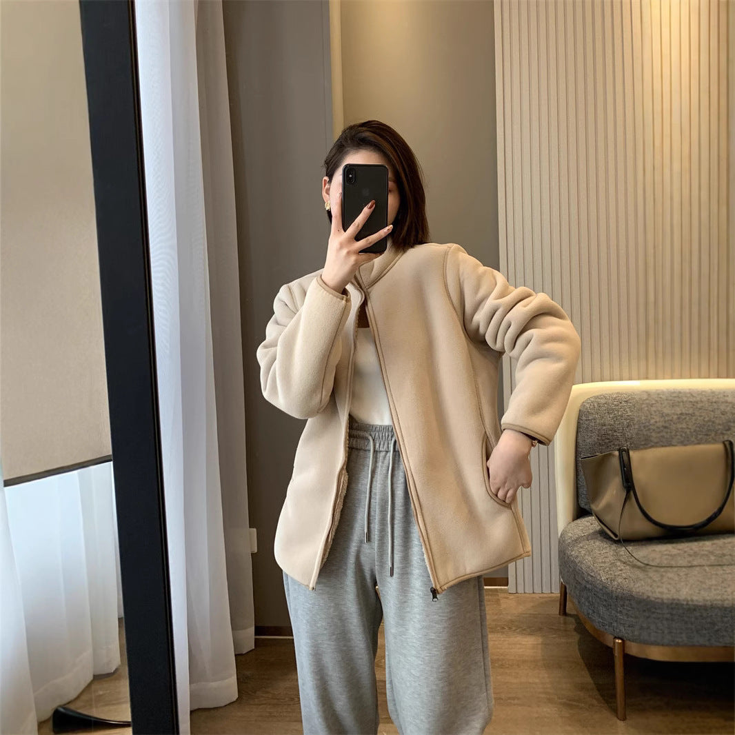 Composite Veet Lamb Fur Windproof Thickening Stand Jackets