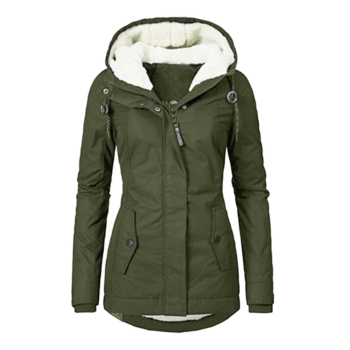 Women's Long Sleeve Zipper Pocket Thickened Colors Coats