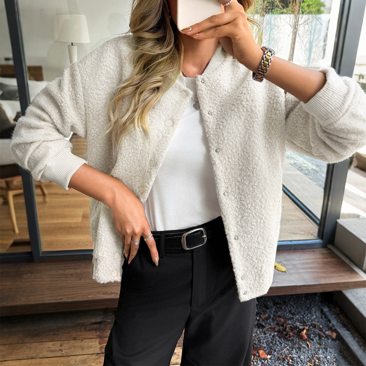 Women's Glamorous Leisure Holiday Button Long-sleeved Coats