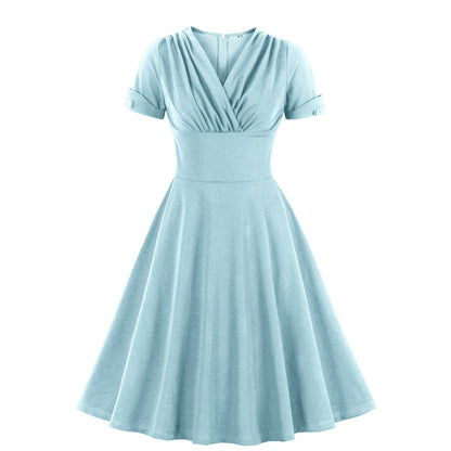 Women's Elegant Mature Waist Slimming Sleeve Retro Big Dresses