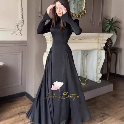 Women's Temperament Long Sleeve Design Sense Round Collar Dresses