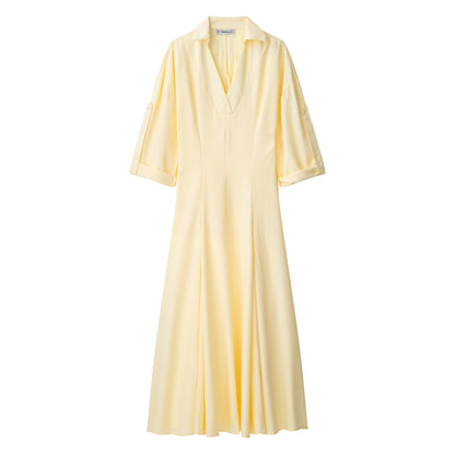 Summer Lapel Shirt Trench Solid Color Dresses