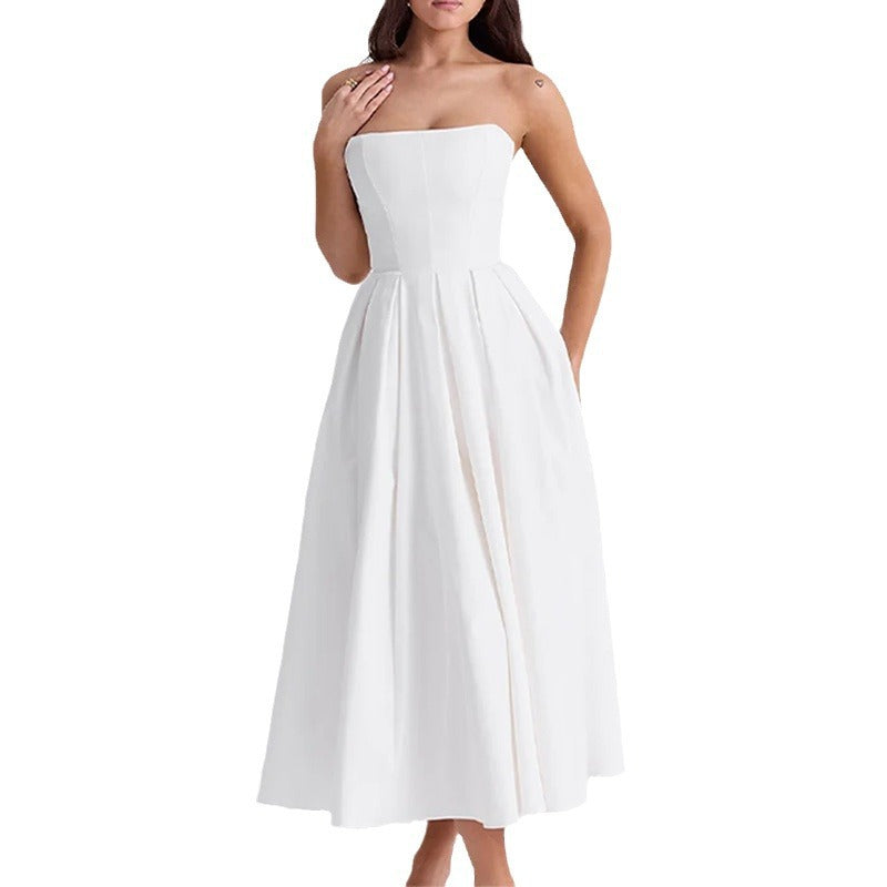 Summer Fashion Sexy Tube Pleated Dress Dresses