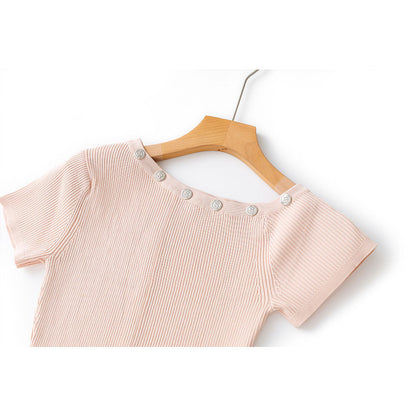 Button Knitted Dignified Sense Of Design Irregular Sleeve Fashion Dresses