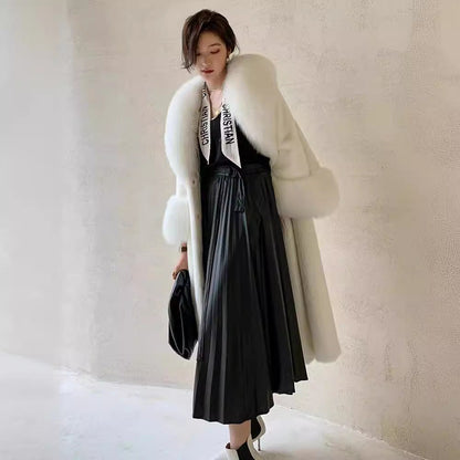 Women's Fur Western Style Marten Overcoats Long Coats