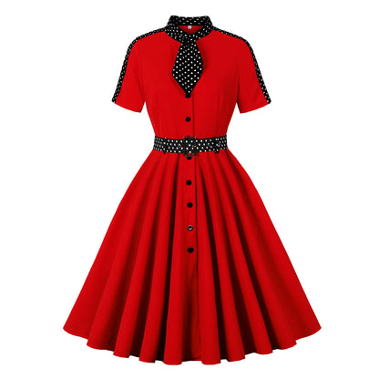 Polka Dots Retro Swing Puffy Slimming Dresses