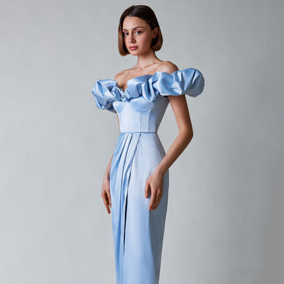 Women's High Slit Commuter Dinner Dress Long Tops