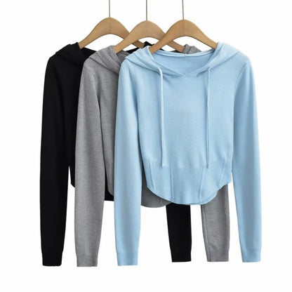 Fishbone Knitting Hooded High Waist Knit Suits