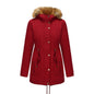 Women's Fleece-lined Parka Hooded With Fur Collar Mid-length Coats
