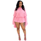 Women's Color Round Neck Waist Trimming Casual Suits