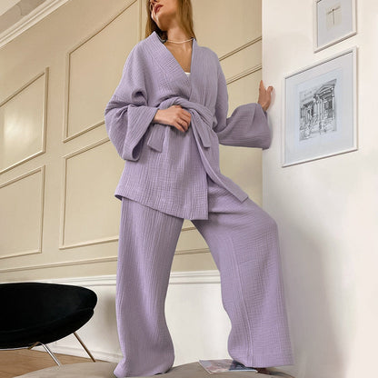Women's Spring French Style Loose Gauze Shirt Suits