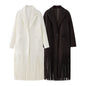 Women's Loose Lapels Tassel Long Woolen Outerwear Coats