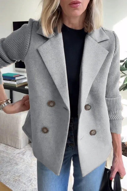 Women's Spring Fashion Temperament Wool Stitching Woolen Coats