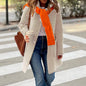 Women's Elegant Striped Hooded Knitted Long-sleeved Coats