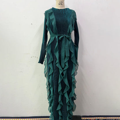 Women's Design Ruffled Pleated Dress Elegant Fashion Dresses