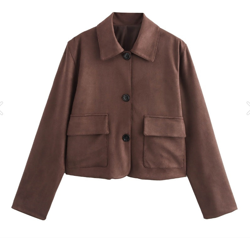 Women's Fashionable Old Money Style Suede Jackets