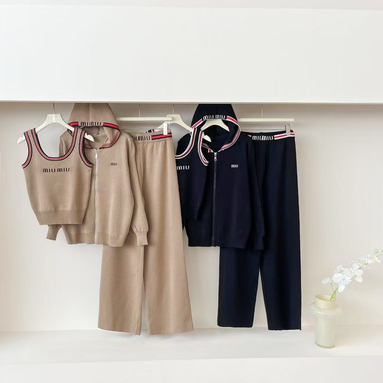 Crew Neck Pullover Hooded Wide Leg Pants