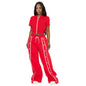 Women's Strap Wrap Breasted Loose Pockets Wide Leg Suits