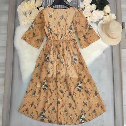 Women's Summer Fashion Temperament Printed Casual Long Dresses