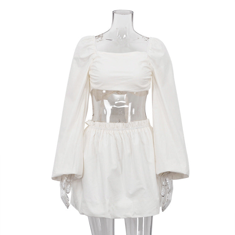 Women's Fashion Tube Backless Pleated High Waist Suits