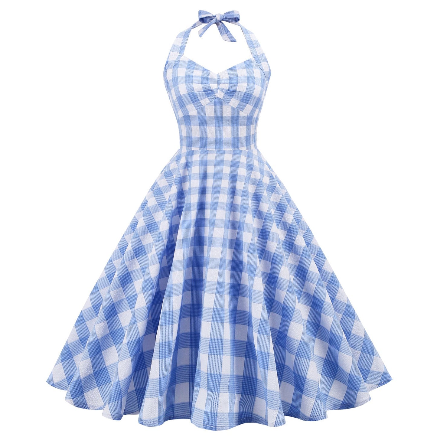 British Lattice Girdle Large Swing Mid-length Dress Dresses