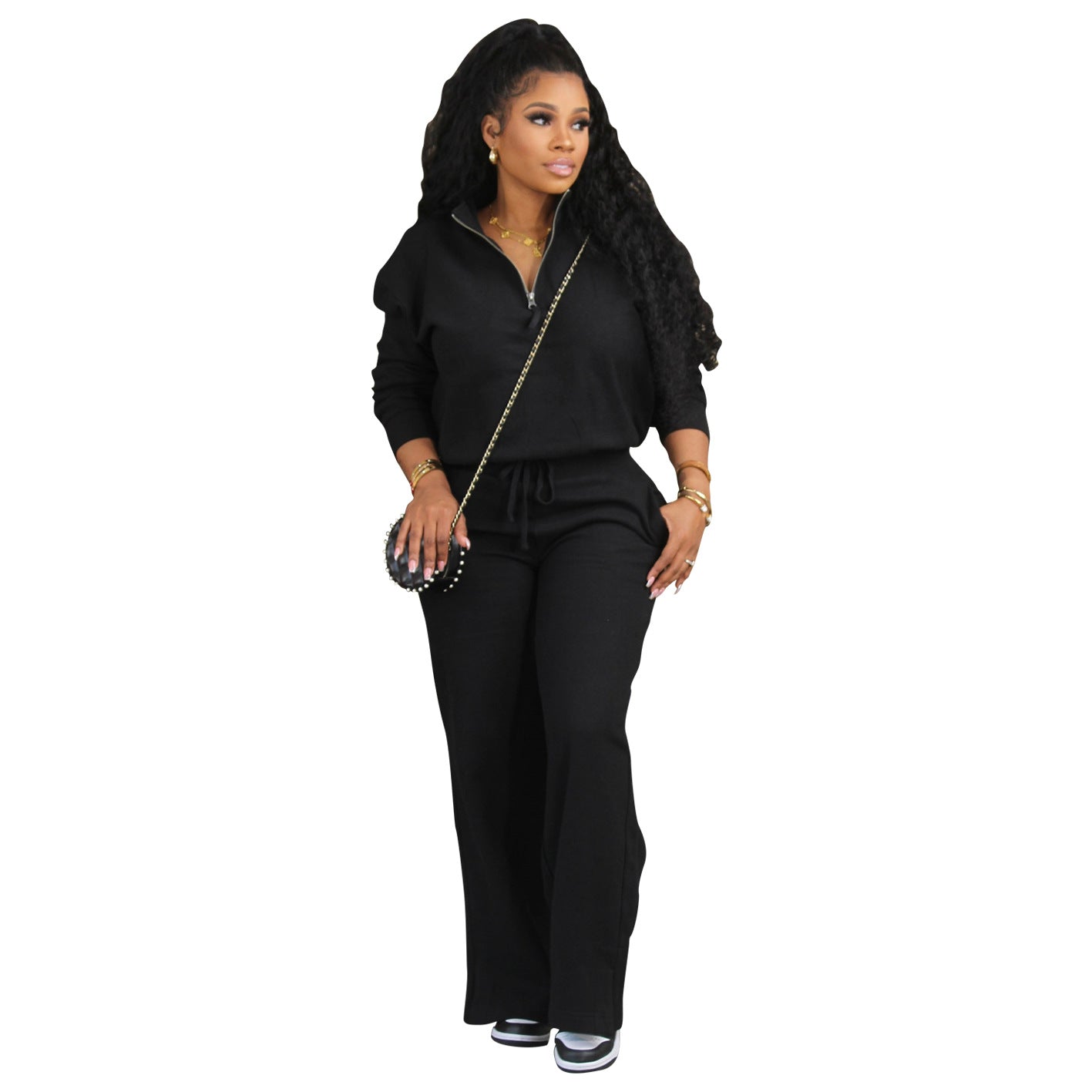 Women's Two-piece Fleece-lined Thickened Sportswear Loose Winter Suits