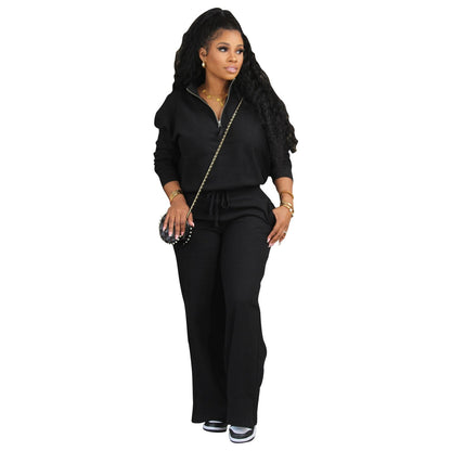 Women's Two-piece Fleece-lined Thickened Sportswear Loose Winter Suits