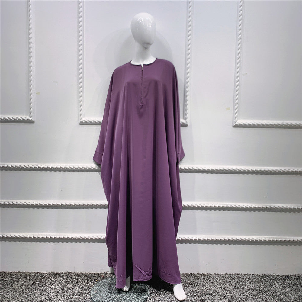 Large Swing Solid Color Batwing Sleeve Dresses