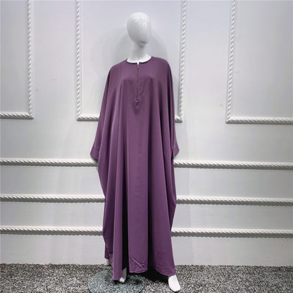 Large Swing Solid Color Batwing Sleeve Dresses