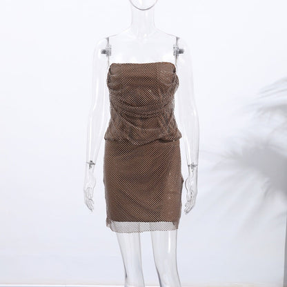 Women's Elegant Summer Diamond Decorations Peplum Suits