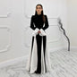 Women's Autumn Bell Sleeve Color Contrast Patchwork Dresses