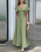 Dress Solid Color Ruffle Sleeve Temperament Dresses