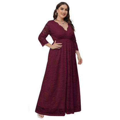 Women's Bridesmaid Dress Elegant Lace Gown Dresses