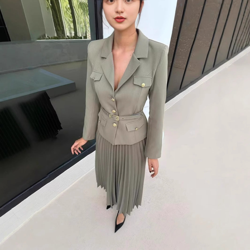 Women's Fashion Charming Elegant Long Pleated Suits