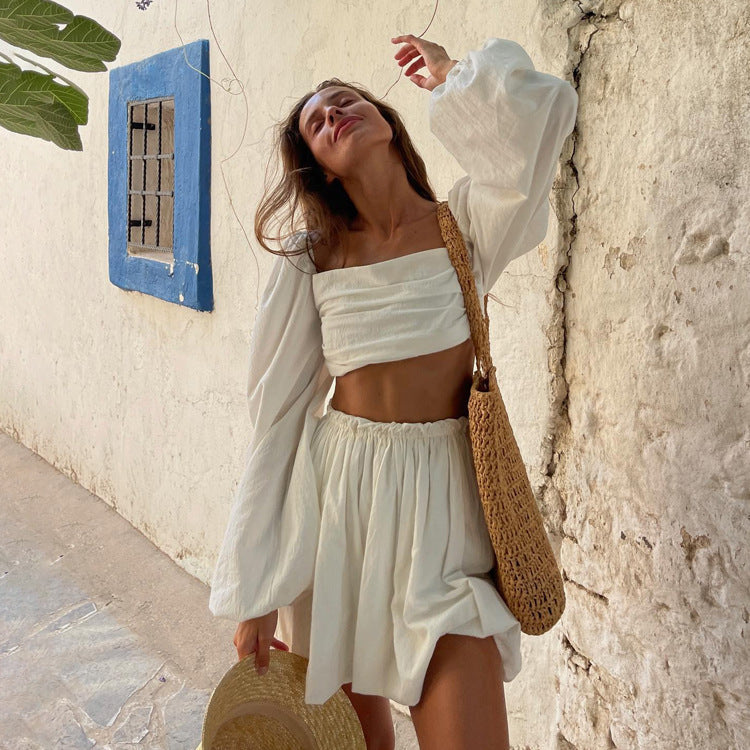 Women's Fashion Tube Backless Pleated High Waist Suits