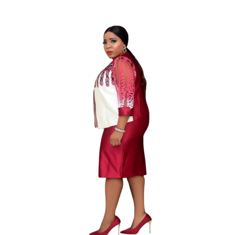 Mom Dress Small Organza Print Splicing Coats