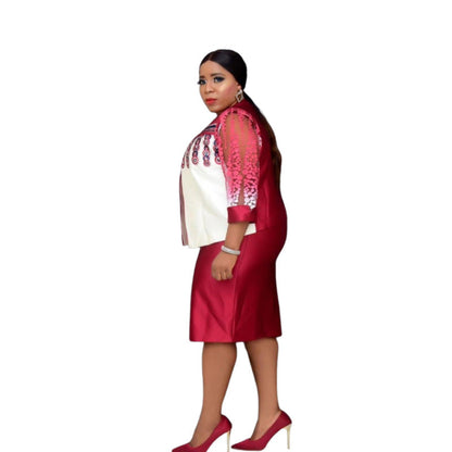 Mom Dress Small Organza Print Splicing Coats