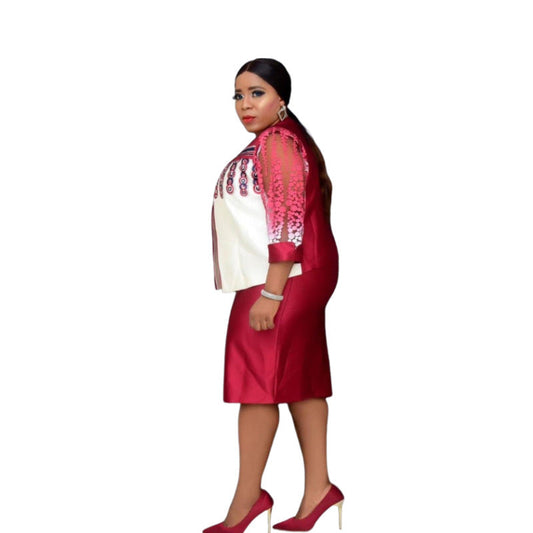 Mom Dress Small Organza Print Splicing Coats