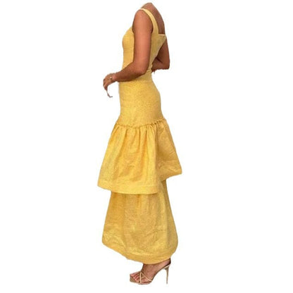 Women's Ruffled Spaghetti Straps Dress Fashion Elegant Sleeveless Party Dresses
