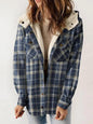 Women's Plaid Long Sleeve Furry Hooded With Jackets