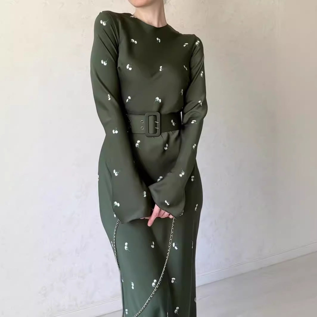 Long Sleeves Slim Fit Ruffled A- Dresses