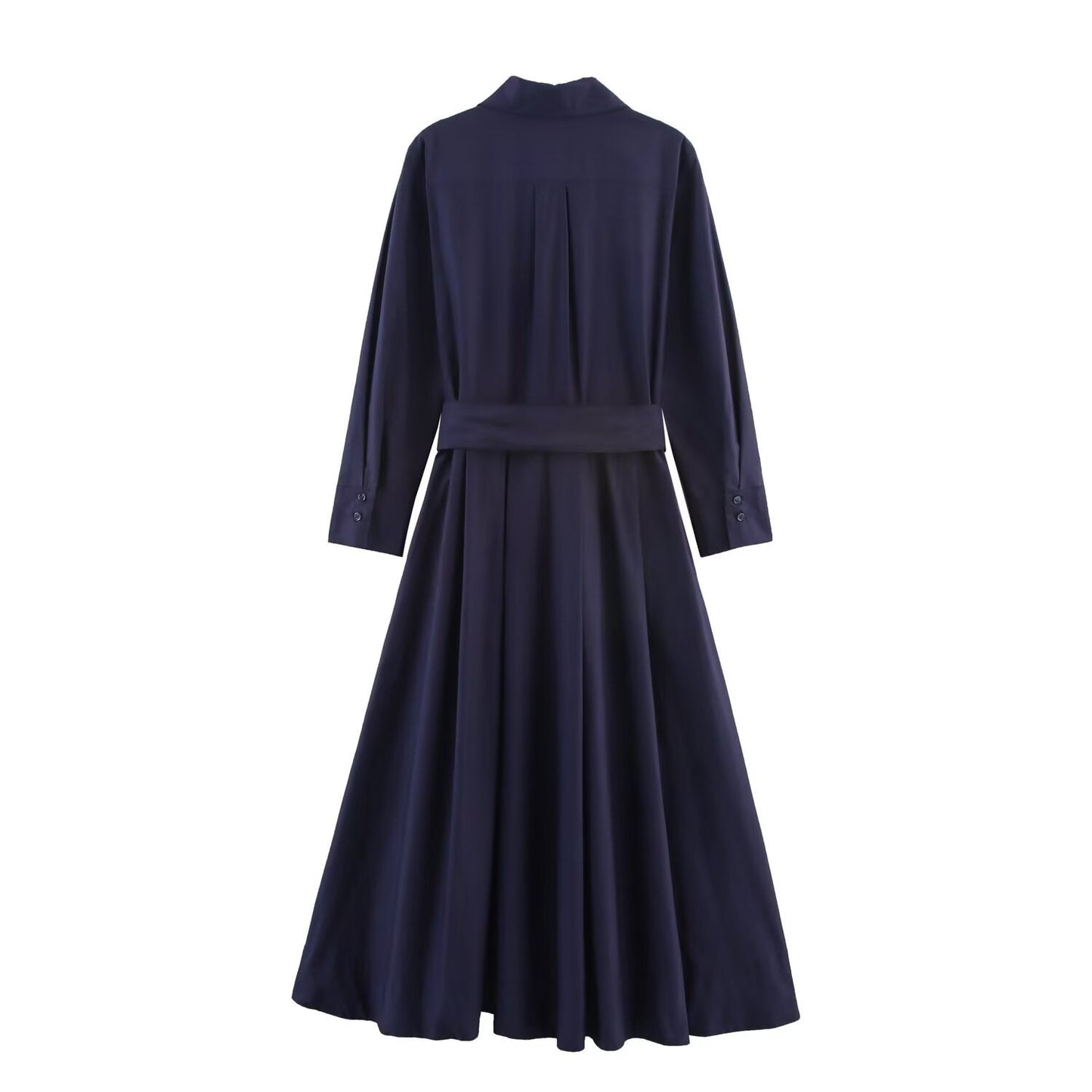 Women's Fashion Vacation Style Versatile Poplin Shirt Dresses