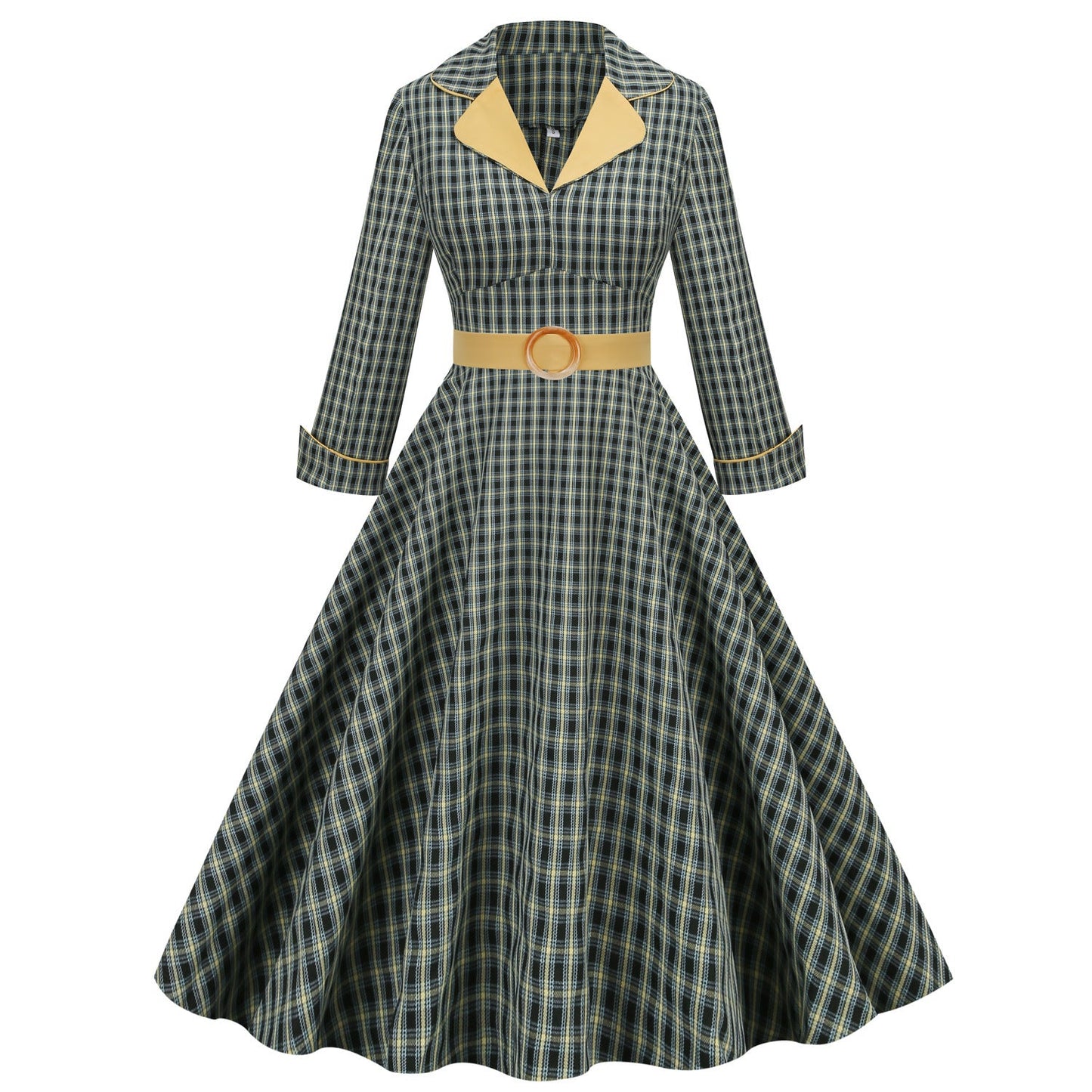 Court Retro Style British Lattice Slim Dresses