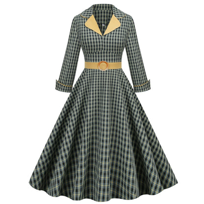 Court Retro Style British Lattice Slim Dresses