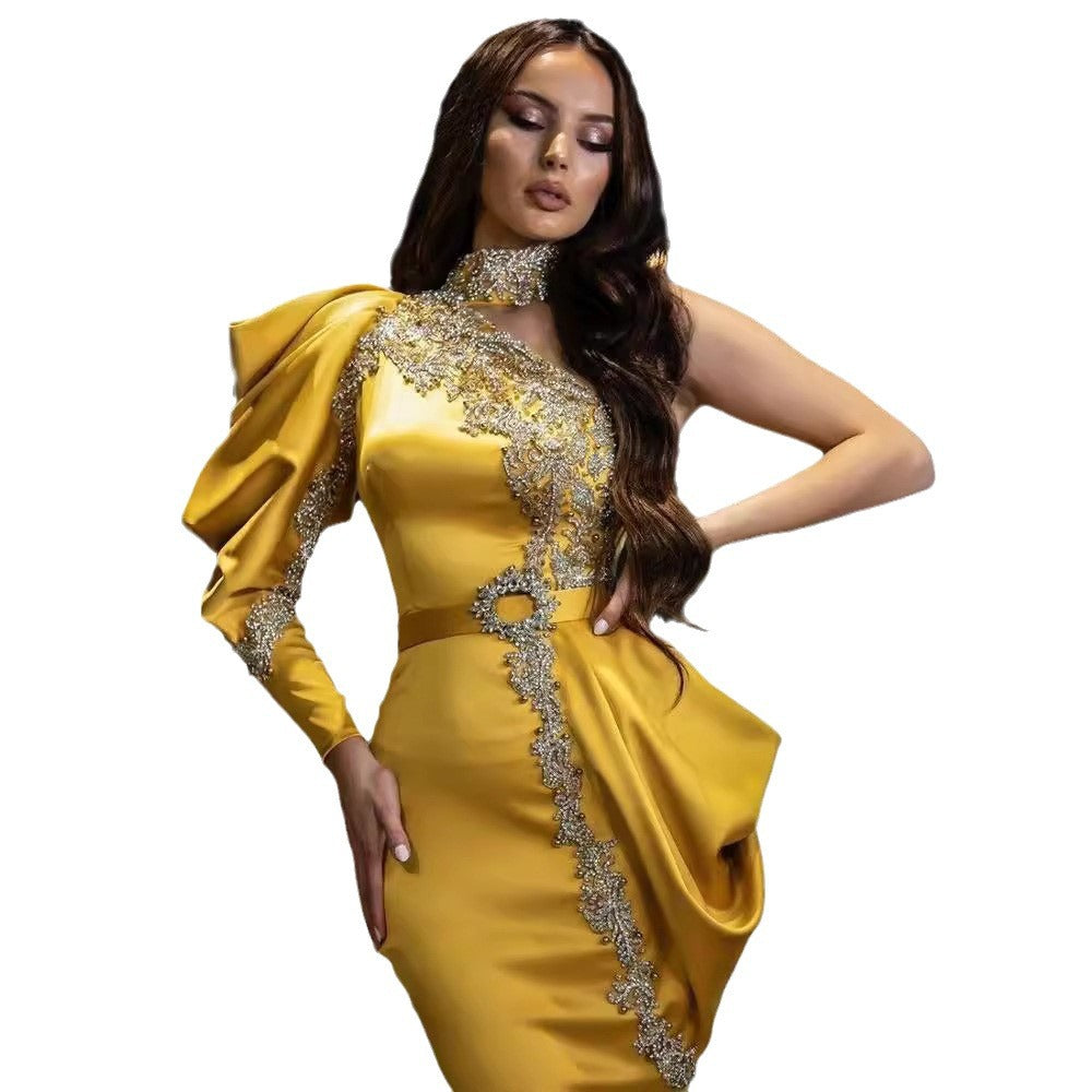 Women's Unique Classy Dress Turtleneck Banquet Dresses