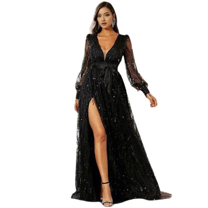 Temperament Commute Deep V Halter Spaghetti Dresses