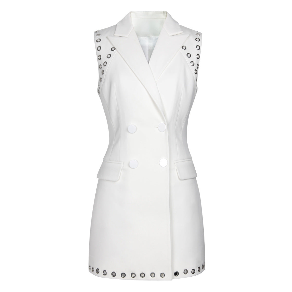 Women's Solid Color Perforated Sleeveless Slim Fit Temperament Dresses