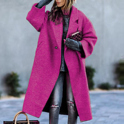 Women's Long Woolen Color Temperament Commute No Coats