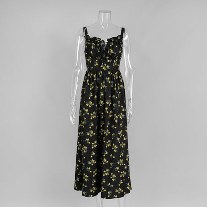 Floral Slip Dress Summer Low Collar Dresses